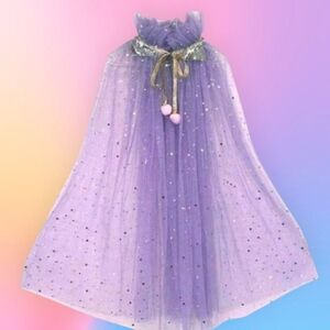 Purple Glittery Cape with Gold Tie